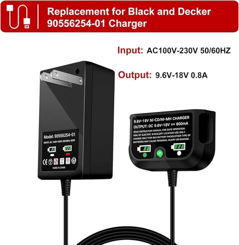 عبوتان بطارية 4500 مللي أمبير Ni-Mh 18 فولت HPB18 HPB18-OPE وشاحن 90556254-01 متوافق مع بطاريات بلاك اند ديكر 18 فولت HPB18 HPB18-OPE 244760-00 FSB18 FS18C FS18BX (أسود) in Kuwait