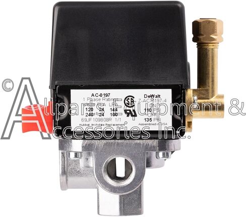 AC-0197 Pressure Switch 4-Port 110-135 PSI 2-Pole 120-240V Compatible with Craftsman, DeVilbiss, and Porter Cable Air Compressor Units in Kuwait