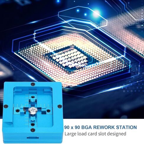 BGA Reballing Station, 90mm x 90mm Universal Stencils Holder Template Fixture Jig with Hand Shank, with 10 steel templates, Aluminum Alloy BGA Ball Planting Table with scale, Adjustable in Kuwait