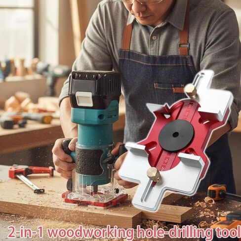 Wood Router Slotting Locator,2-in-1 Thickened Aluminum Alloy with Clear Scale&Adjustable Depth,Woodworking Grooving Guide for Bevel,Edge Cutting Scale Woodworking Router Slotting Bracket in Kuwait