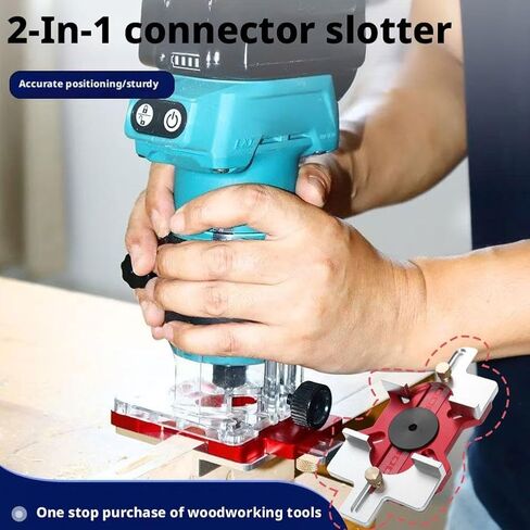 Wood Router Slotting Locator,2-in-1 Thickened Aluminum Alloy with Clear Scale&Adjustable Depth,Woodworking Grooving Guide for Bevel,Edge Cutting Scale Woodworking Router Slotting Bracket in Kuwait