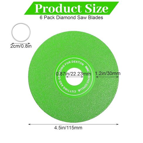 6PCS Glass Cutting Disc for 4-1/2" (115 * 22.23mm) Angle Grinder, Glass Ceramic Diamond Cutting Blade Disc 7/8" for Grinding Jade, Marble, Crystal, Quartz, Wine Bottles, Tile in Kuwait