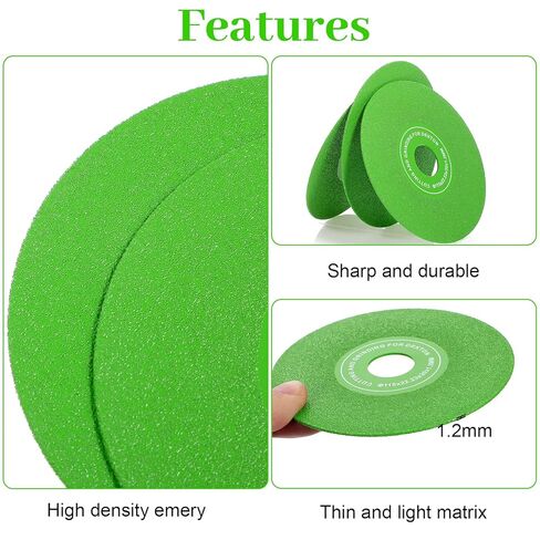 6PCS Glass Cutting Disc for 4-1/2" (115 * 22.23mm) Angle Grinder, Glass Ceramic Diamond Cutting Blade Disc 7/8" for Grinding Jade, Marble, Crystal, Quartz, Wine Bottles, Tile in Kuwait