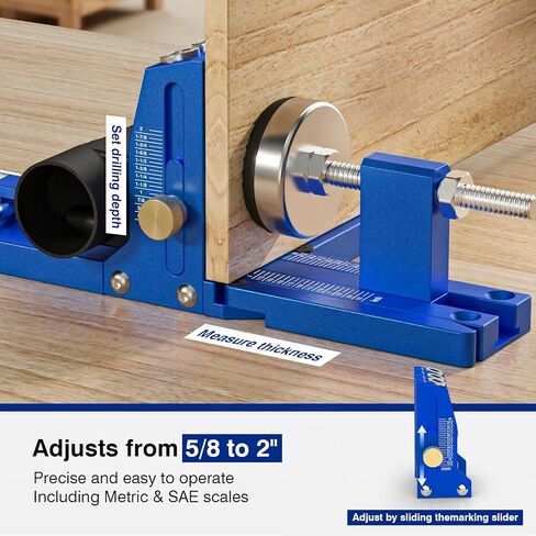 Pocket Hole Jig Kit, woodworking tools for 5/8" to 2" Adjustable Pocket Screw Jig System with Dedusting Duct, Durable Titanium Drill Bits, Fits for DIY woodworking projects in Kuwait
