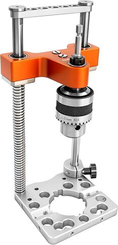 SpeTool S04003 Auto Line Portable Drill Guide, 1/2" Keyed Chuck Hand Drill Press Adapter for Straight Holes, 0-160mm Depth, Spring-Loaded Precision Jig for Woodworking, Furniture，Zero-Edge Drilling in Kuwait