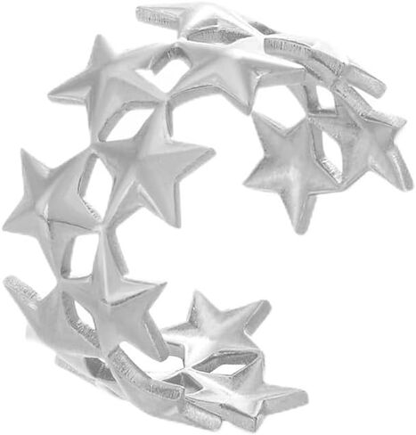 Cute Star Open Eternity Promise Rings for Women Men Stainless Steel Adjustable Finger Knuckle Statement Ring Dainty Luck Star Stackable Wedding Middle Band Minimalist Comfort Fit Fashion Jewelry in Saudi Arabia