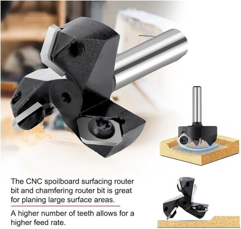 1 x CNC Spoilboard Surface Cutter 8 mm 1/4 Shank Plate Flattening Carbide Insert Wood Planer (1I4 Shank) in Kuwait