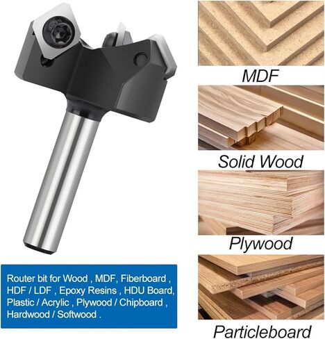 1 x CNC Spoilboard Surface Cutter 8 mm 1/4 Shank Plate Flattening Carbide Insert Wood Planer (1I4 Shank) in Kuwait
