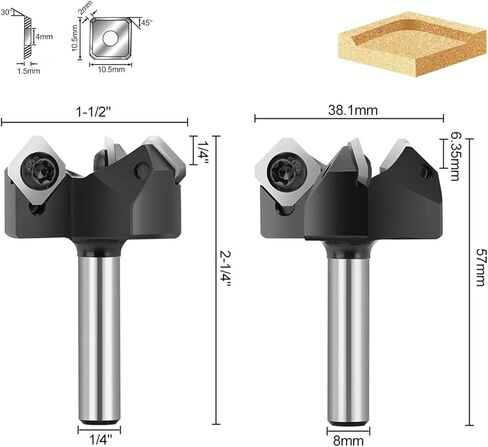 1 x CNC Spoilboard Surface Cutter 8 mm 1/4 Shank Plate Flattening Carbide Insert Wood Planer (1I4 Shank) in Kuwait