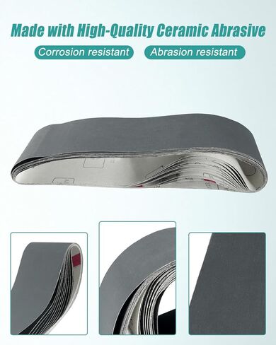 4 x 36-Inch Sanding Belt Set, Silicon Carbide Grinding Belt for Wood Metal Plastic Stone, 600/800/1000 Grit, 12 PCS in Kuwait