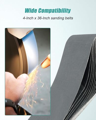 4 x 36-Inch Sanding Belt Set, Silicon Carbide Grinding Belt for Wood Metal Plastic Stone, 600/800/1000 Grit, 12 PCS in Kuwait