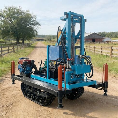 Crawler Mounted Water Well Driller, Rigid Drilling Machine for Steady Operation, Ideal for Remote Farmstead Hilly Terrain and Agricultural Water Setup Projects in Kuwait