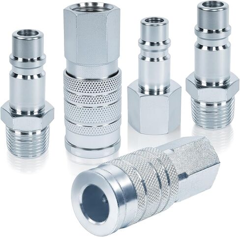 1/2" High Flow Air Hose Fittings, 5Pcs Air Compressor Accessories Including 2Pcs Industrial Air Coupler with 1/2" FNPT, 3Pcs Air Plugs with 1/2" NPT, Quick Connect Fittings Couplers in Kuwait