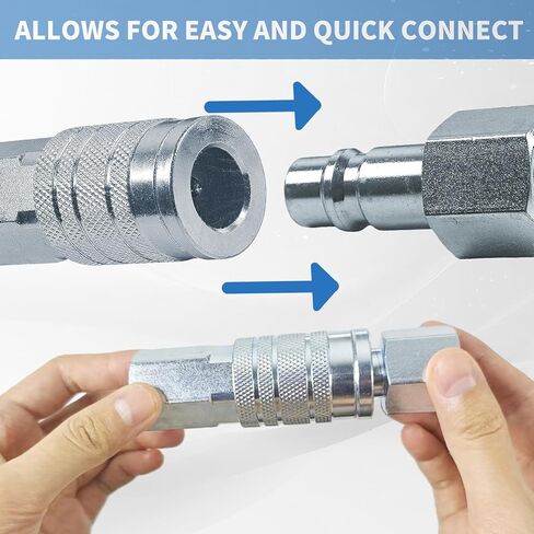1/2" High Flow Air Hose Fittings, 5Pcs Air Compressor Accessories Including 2Pcs Industrial Air Coupler with 1/2" FNPT, 3Pcs Air Plugs with 1/2" NPT, Quick Connect Fittings Couplers in Kuwait