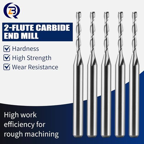 2-فلوت سبيرا CNC راوتر بت 1/8 بوصة عرقوب 1/16 بوصة قطع ضياء كربيد نهاية مطحنة قطع طحن الأنف المسطح للخشب، PVC، MDF، 10 عبوات in Kuwait