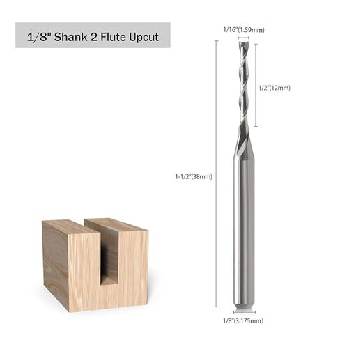 2-فلوت سبيرا CNC راوتر بت 1/8 بوصة عرقوب 1/16 بوصة قطع ضياء كربيد نهاية مطحنة قطع طحن الأنف المسطح للخشب، PVC، MDF، 10 عبوات in Kuwait