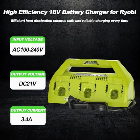 2026 محطة شحن فائقة السرعة 6 منافذ 18 فولت بديلة لشاحن Ryobi P117 P135، متوافقة مع بطاريات ليثيوم أيون Ryobi 18 فولت in Kuwait
