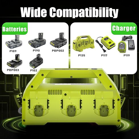 2026 محطة شحن فائقة السرعة 6 منافذ 18 فولت بديلة لشاحن Ryobi P117 P135، متوافقة مع بطاريات ليثيوم أيون Ryobi 18 فولت in Kuwait