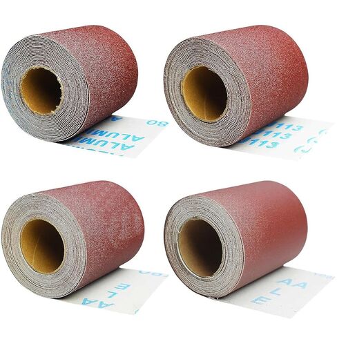 Total 20 Yard 3 Inch Wide Emery Cloth Sandpaper Roll Assorted - 80 120 220 400 Grits Per Roll 4.5 Meters，Abrasive Sander Sheets Sanding Paper for Woodworking Automotive Metal Polishing, (3" Wide) in Kuwait
