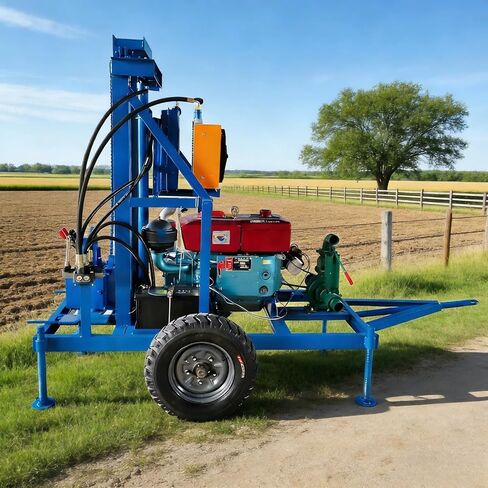 Outdoor Wheeled Water Well Drilling Rig Mobile Drilling Equipment for Farm Irrigation and Livestock Watering Easy to Maneuver Across Rural Terrain and Open Fields for Reliable Water Source Setup in Kuwait