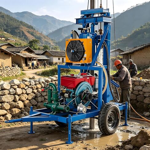 Lightweight Portable Water Well Drilling Rig Machine, DIY Water Well Drilling Kit, Compact Electric Well Drilling Equipment for Farms, Remote Areas & Residential Backyard Water Supply Drilling in Kuwait