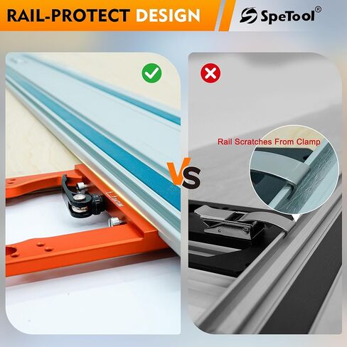 SpeTool Track Saw Square 90° Precision, ±0.01°Right-Angle Track Saw Guide Rail Square, Quick-Lock & Rail-Protect, Extra-Large & Thick, Compatible with Festool, Makita, Milwaukee, POWERTEC, WEN in Kuwait