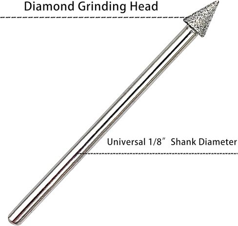 Diamond Burr Bit Set, 1/8" Shank Rotary Grinding Bits for Stone, Glass, Wood Engraving Carving Polishing Accessories, 20Pcs in Kuwait