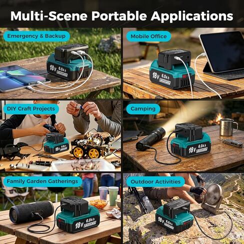 DC18RC Battery Charger for Makita 18V Battery, 2-in-1 DC Charging Adapter with USB & Type-C Port, Power Source for Phone, Compatible with Makita 18V 21V Lithium Battery BL1850 BL1830 BL1815 LXT-400 in Kuwait
