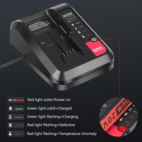 JYJZPB PCC692L 20V Battery Charger Compatible for Porter-Cable 20V Lithium Battery PCC685L PCC680L PCC681L PCC682L, for Black Decker 20V Battery LBXR20 LBXR2020 LBX4020 LBX20 in Kuwait