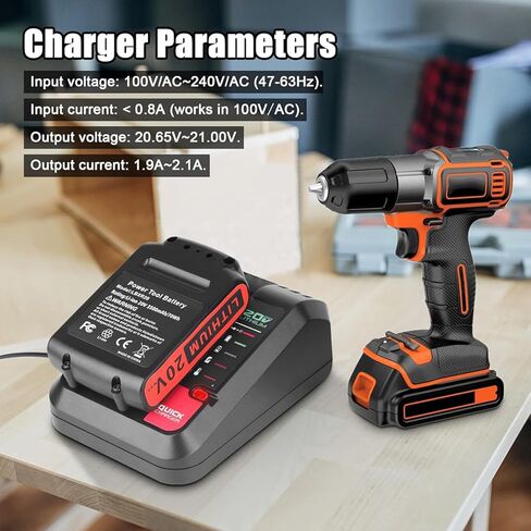 JYJZPB PCC692L 20V Battery Charger Compatible for Porter-Cable 20V Lithium Battery PCC685L PCC680L PCC681L PCC682L, for Black Decker 20V Battery LBXR20 LBXR2020 LBX4020 LBX20 in Kuwait