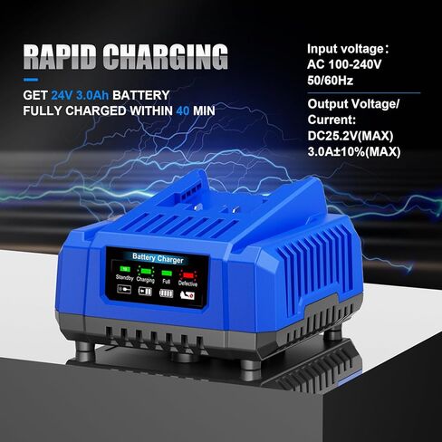 KRC2445-03 3.0A استبدال شاحن سريع لشاحن بطارية Kobalt 24v KRC 2404-03 KCH2411-03 KDPC 124-03، متوافق مع بطارية 24 فولت KB 224-03 KB 424-03 KB 524-03 KB 624-03 KXB 424-03 KXB 824-03 in Kuwait