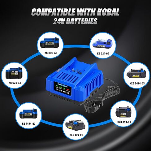 KRC2445-03 3.0A استبدال شاحن سريع لشاحن بطارية Kobalt 24v KRC 2404-03 KCH2411-03 KDPC 124-03، متوافق مع بطارية 24 فولت KB 224-03 KB 424-03 KB 524-03 KB 624-03 KXB 424-03 KXB 824-03 in Kuwait