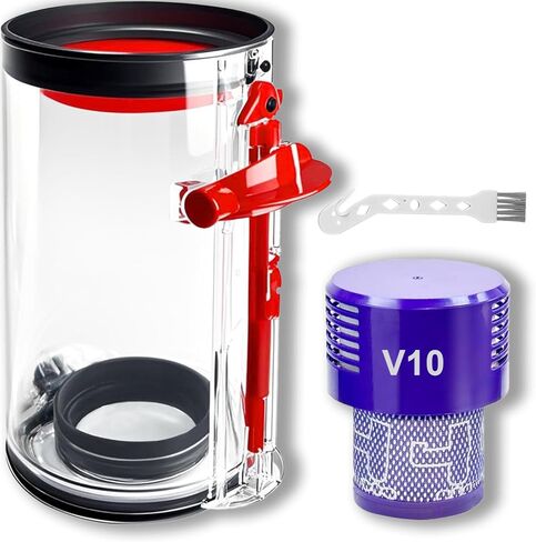 صندوق غبار كبير بديل لـ Dyson V10 SV12 Absolut Animal Total Clean، صندوق علبة بديل، الجزء 969509-01 والفلتر 969082-01، متوافق مع Dyson V10 Abstract/Animal in Kuwait