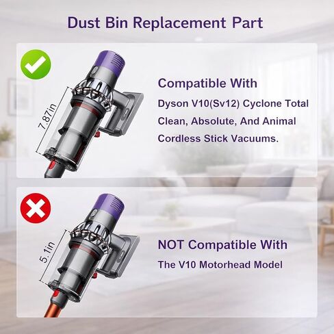 صندوق غبار كبير بديل لـ Dyson V10 SV12 Absolut Animal Total Clean، صندوق علبة بديل، الجزء 969509-01 والفلتر 969082-01، متوافق مع Dyson V10 Abstract/Animal in Kuwait
