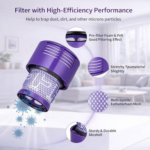 صندوق غبار كبير بديل لـ Dyson V10 SV12 Absolut Animal Total Clean، صندوق علبة بديل، الجزء 969509-01 والفلتر 969082-01، متوافق مع Dyson V10 Abstract/Animal in Kuwait