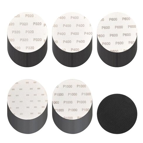 6 Inch 60 Pcs Wet Dry Sanding Discs Hook and Loop Assorted Grits 1000 1500 2000 3000 5000 Silicon Carbide Waterproof with Interface Pad for Random Orbital Sander Auto Wood Metal Polishing in Kuwait