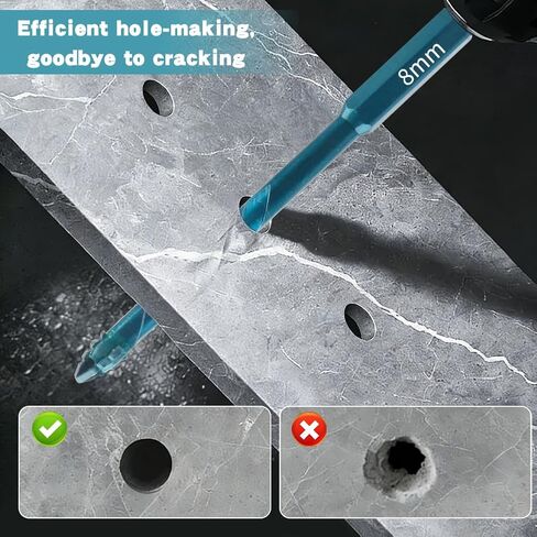 10 Pcs Diamond Drill Bits Set,Tile Drill Bits Diamond Hole Saw Size 3/16",1/4", 5/16",3/8" for Drilling Holes in Porcelain Ceramic Tile Marble Granite Glass(Color:Blue) in Saudi Arabia