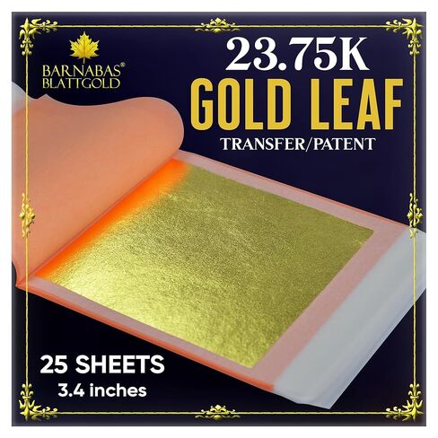 Gold Leaf by Barnabas Blattgold - 23K Genuine Gold Leaf Sheets, 10 Transfer Gold Foil Sheets 3.4 inch, Real Gold Leaf Foil Sheets, Gold Leaf Sheets for Craft, Gold Leaf Sheets for Art in Saudi Arabia
