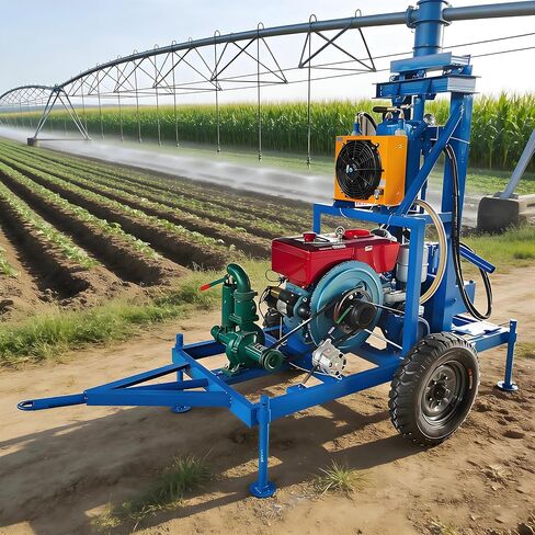 Water Well Drilling Rig Wheel-Mounted Portable Hydraulic Borehole Machine, Durable Drilling Equipment for Residential Backyard, Small Farm Irrigation and Remote Area Emergency Water Source Development in Kuwait