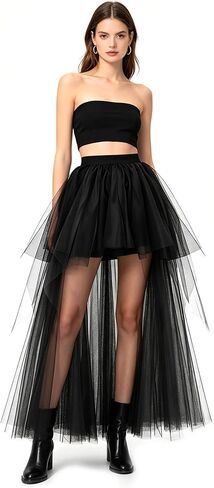 BXT Summer Women's Mesh Maxi Skirt Swing Swallow Tailed See Through Long Evening Nightclub Skirt Dress in Saudi Arabia