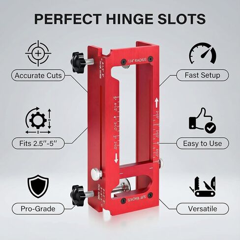 Professional Door Hinge Jig, Durable Aluminum Alloy Door Hinge Template Kit for Router, Adjustable Mortise Jig Fits Door Hinges from 2.5" to 5" Length, 1/4" Radius, 5/8" Radius & Square Corner Type in Kuwait