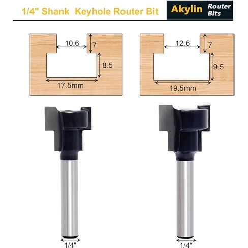 5pcs Keyhole Bit Set, 1/4-Inch Shank, 8.5-10.5-13.5-17.5-19.5mm Cut Diameter Router Keyhole Bit,for M5, M6, M8, M10, and M12 Hex Bolt T-Track Slotting Milling Cutters in Kuwait