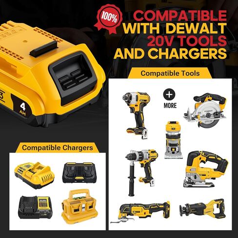 بديل 4Ah متوافق مع بطارية Dewalt 20V MAX مع بطاريات عالية السعة وأدوات الطاقة اللاسلكية 20 فولت DCB201 DCB203 DCB204 DCB205 DCB206 DCD DCF DCG سلسلة أدوات الحفر اللاسلكية (Y) in Kuwait