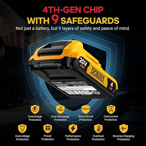 بديل 4Ah متوافق مع بطارية Dewalt 20V MAX مع بطاريات عالية السعة وأدوات الطاقة اللاسلكية 20 فولت DCB201 DCB203 DCB204 DCB205 DCB206 DCD DCF DCG سلسلة أدوات الحفر اللاسلكية (Y) in Kuwait