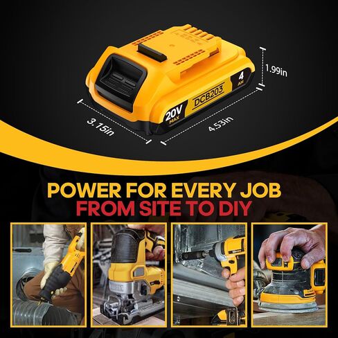 بديل 4Ah متوافق مع بطارية Dewalt 20V MAX مع بطاريات عالية السعة وأدوات الطاقة اللاسلكية 20 فولت DCB201 DCB203 DCB204 DCB205 DCB206 DCD DCF DCG سلسلة أدوات الحفر اللاسلكية (Y) in Kuwait