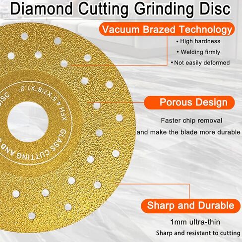 Diamond Cutting Wheel for 4-1/2" Angle Grinder Titanium Coated Double Sided Multi-Pore Vacuum Brazed Fast Cutting Diamond Saw Blades for Granite Marble Ceramic Tile Quartz Stone 1PCS in Saudi Arabia