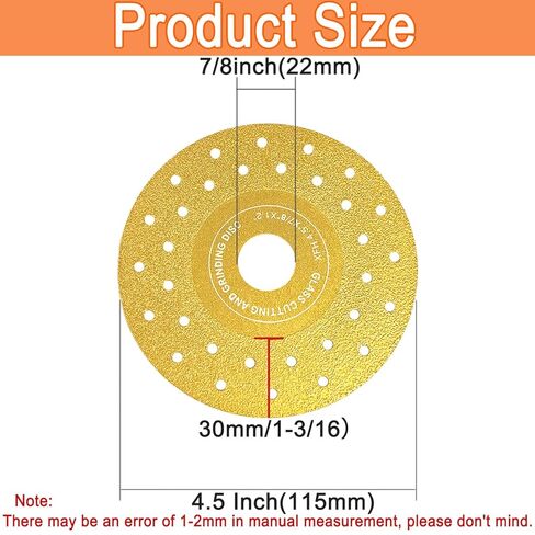 Diamond Cutting Wheel for 4-1/2" Angle Grinder Titanium Coated Double Sided Multi-Pore Vacuum Brazed Fast Cutting Diamond Saw Blades for Granite Marble Ceramic Tile Quartz Stone 1PCS in Saudi Arabia