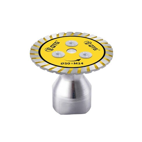 QTG 2PC 50mm (2") M14 Flange Diamond Cutting Disc – Detachable Turbo Blade for Granite, Marble, Porcelain & Ceramic Tile, Yellow Center for Visibility, Precision Cutting on Die Grinders (2) in Saudi Arabia