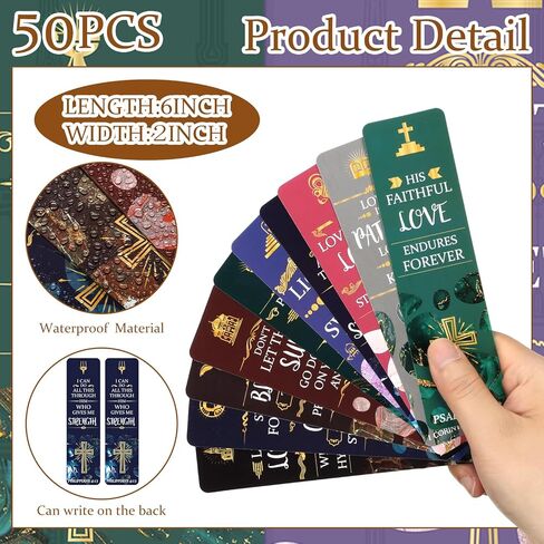 Yeaqee 200 Pcs Bible Gifts Set Include 50 Bible Verses Bookmarks Christian Book Markers 50 Scripture Ballpoint Pens 50 Christian Notebooks 50 White Organza Bags for Women Men School Office Church in Saudi Arabia