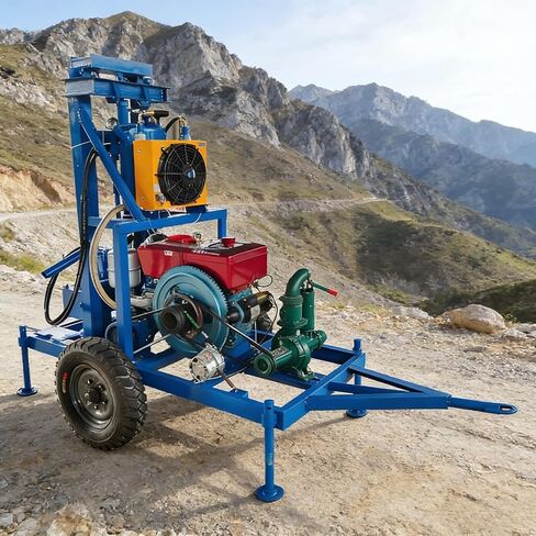 Water Well Drilling Rig Portable Hydraulic Borehole Machine with Rolling Wheels Adjustable Support Legs Customizable for Residential Backyards Small Farms Remote Areas Water Supply Drilling in Kuwait